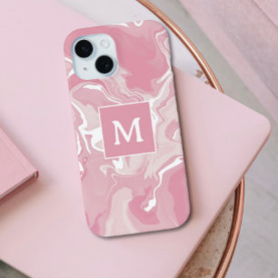 Personalised Pink Swirl Monogram iPhone 15 Case