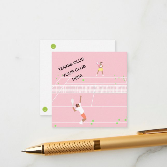 Personalised Pink Tennis Racket Enclosure Card (Front/Back In Situ)
