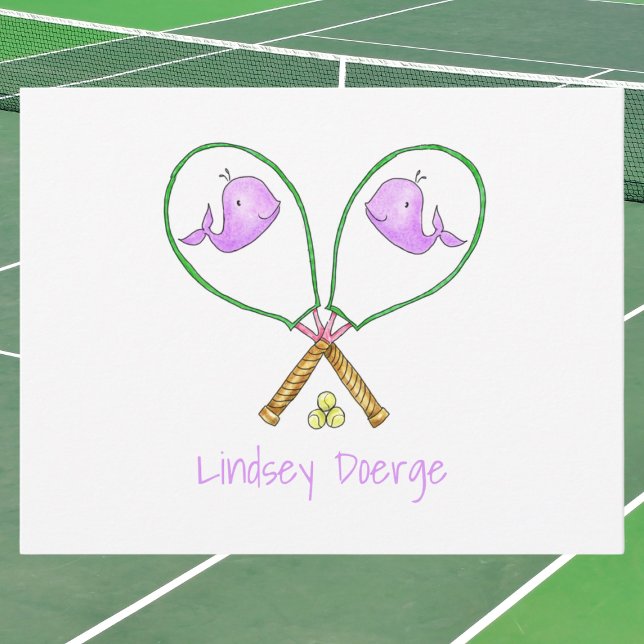 Personalised Pink Tennis Rackets with Whale Covers Card (Creator Uploaded)