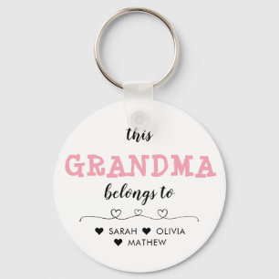 Personalised Pink This Grandma Belongs to Keychain