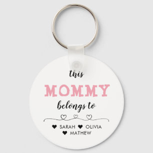 Personalised Pink This Mummy Grandma Belongs to Key Ring
