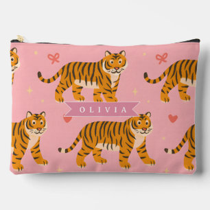 Personalised Pink Tiger Chic Edgy Fun Aesthetic Accessory Pouch