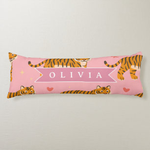 Personalised Pink Tiger Chic Edgy Fun Aesthetic Body Cushion