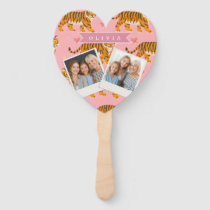 Personalised Pink Tiger Chic Edgy Fun Aesthetic Hand Fan
