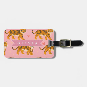 Personalised Pink Tiger Chic Edgy Fun Aesthetic Luggage Tag