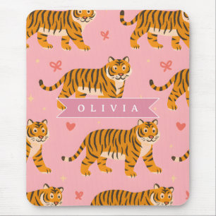 Personalised Pink Tiger Chic Edgy Fun Aesthetic Mouse Pad