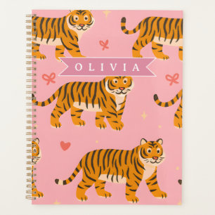Personalised Pink Tiger Chic Edgy Fun Aesthetic Planner