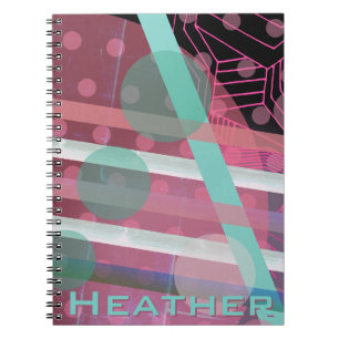Personalised/Pink & Turquoise/Abstract Design Notebook