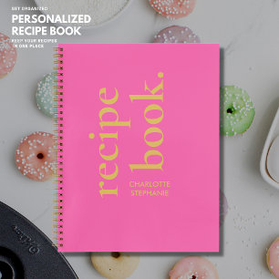 Personalised Pink Typography Recipe Book with Name