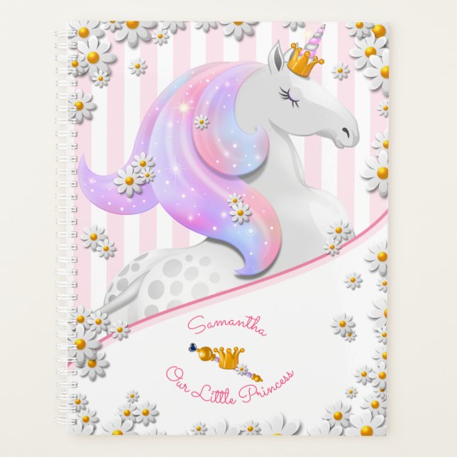 Personalised Pink Unicorn Baby Girl Planner (Front)
