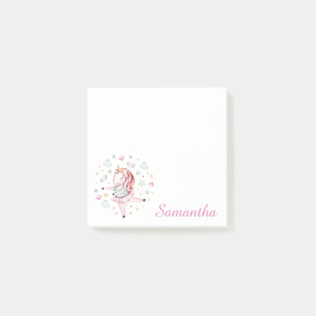 Personalised Pink Unicorn Ballerina Notes (Front)