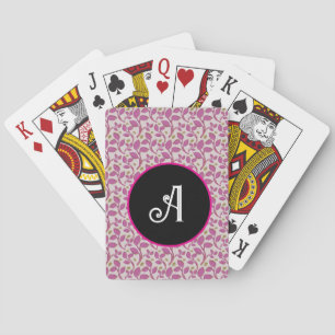 Personalised pink vine floral pattern playing cards