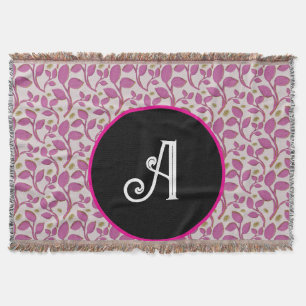 Personalised pink vine floral pattern throw blanket
