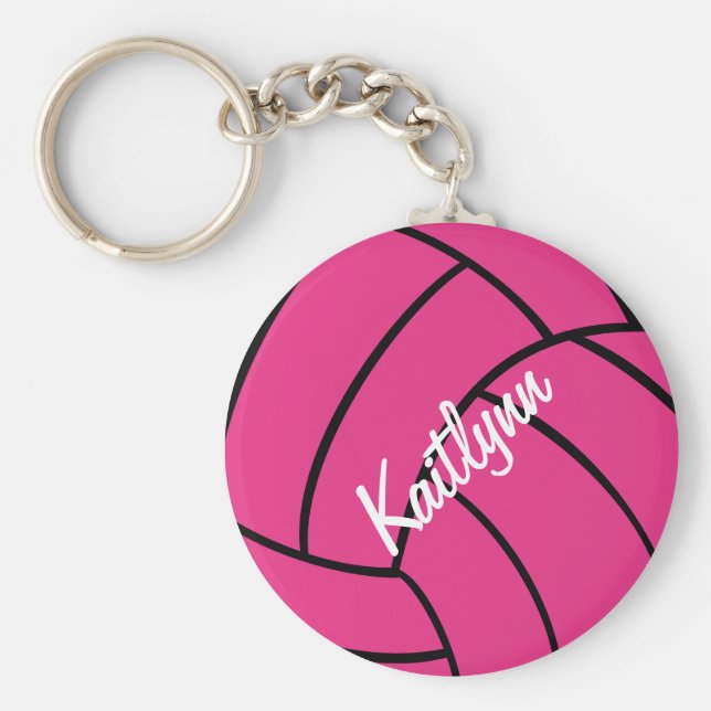 Personalised Pink Volleyball Keychain (Front)
