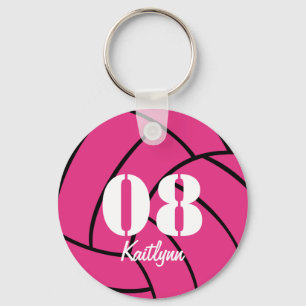 Personalised Pink Volleyball Monogram Keychain