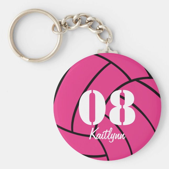 Personalised Pink Volleyball Monogram Keychain (Front)