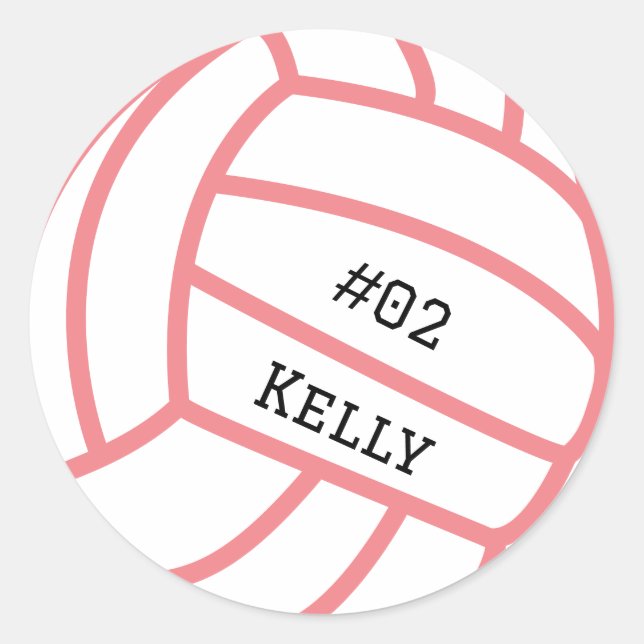 Personalised Pink Volleyball Stickers (Front)