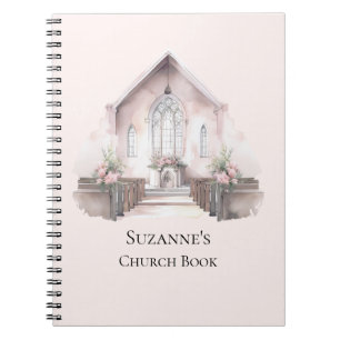 Personalised Pink Watercolor Church Book