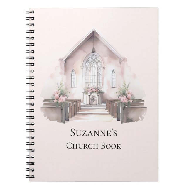 Personalised Pink Watercolor Church Book (Front)