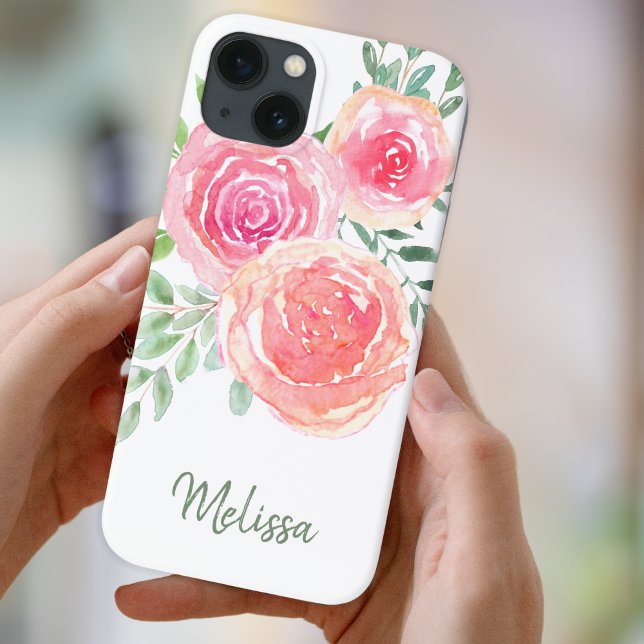 Personalised Pink Watercolor Floral Case-Mate iPhone Case (Creator Uploaded)