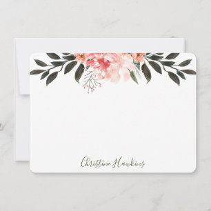 Personalised Pink Watercolor Modern Greenery Flora Card