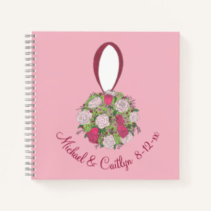 Personalised Pink Wedding Bouquet Flower Rose Notebook