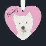 Personalised Pink Westie West Highland Terrier Ornament<br><div class="desc">I am in love with this beautifully detailed watercolor illustration of a wheaten terrier dog on a sweet pink heart! Personalise these pastel ornaments and make the nice list this year! For the perfect presents, pair it with a matching item from the collection for a thoughtful housewarming, bridal shower, teacher,...</div>
