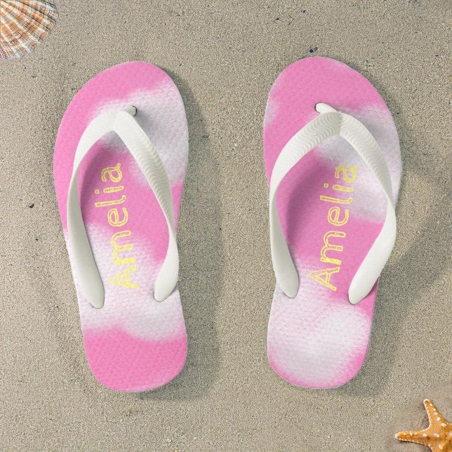 Personalised Pink & White Clouds Kid's Jandals (Creator Uploaded)