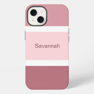 Personalised Pink White Colour Blocks Modern iPhone 13 Case