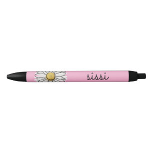 Personalised Pink & White Daisy Pen – Custom Text