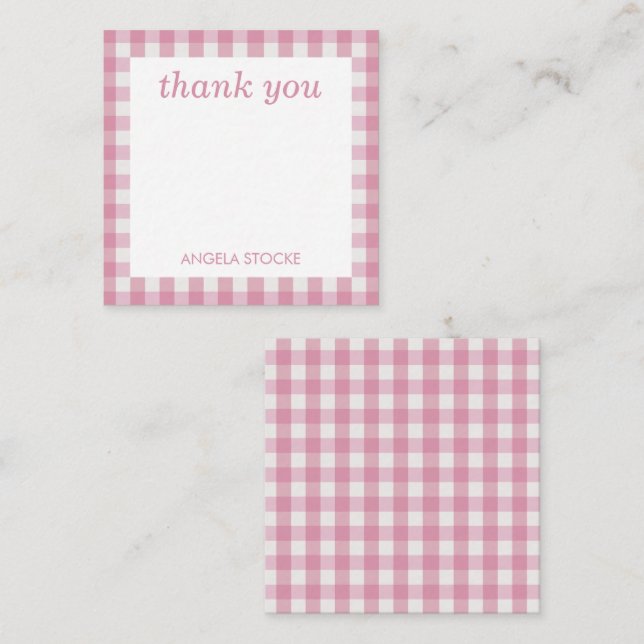 Personalised Pink White Gingham Card (Front/Back)