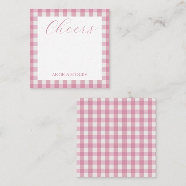 Personalised Pink White Gingham Card (Front/Back)