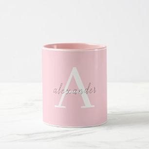 Personalised Pink white monogram with Your name Mug