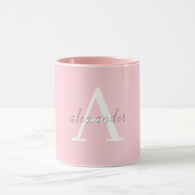 Personalised Pink white monogram with Your name Mug (Creator Uploaded)