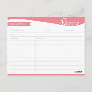 Personalised Pink & White Recipe Card