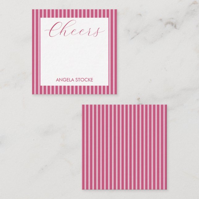 Personalised Pink White Stripe Card (Front/Back)
