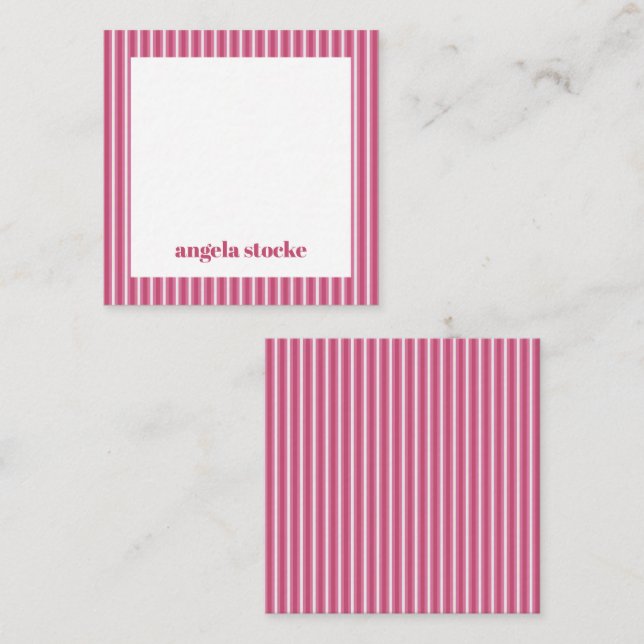 Personalised Pink White Stripe Card (Front/Back)