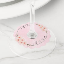 Personalised Pink Wine Glass Tags for Wedding Cele