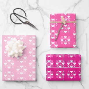Personalised Pink XOXO Couple Wedding, Anniversary Wrapping Paper Sheet
