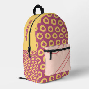 Personalised Pink/Yellow Fun Colours Printed Backpack