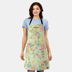 Personalised Pink Yellow Green Florals Apron
