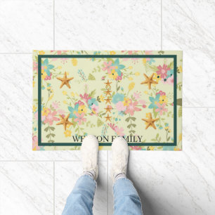 Personalised Pink Yellow Green Florals Doormat