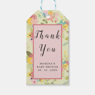 Personalised Pink Yellow Green Florals Gift Tags