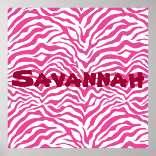 Personalised Pink Zebra Stripes Wild Animal Print