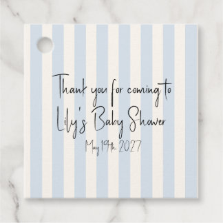Personalised Pinstripe Baby Shower Favour Tag