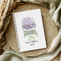 Personalised Pioneer School Notebook w Hydrangea