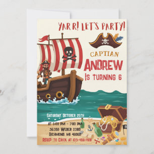 Personalised Pirate Birthday Party Invitation Card