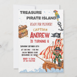 Personalised Pirate Birthday Party Invitation Card