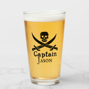 Personalised Pirate Captain Glass Cup