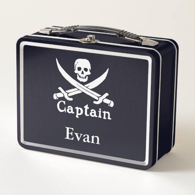 Personalised Pirate Captain Metal Lunch Box (Front)